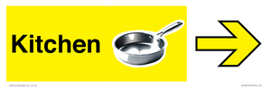 Kitchen Dementia Friendly signage yellow directional with arrow